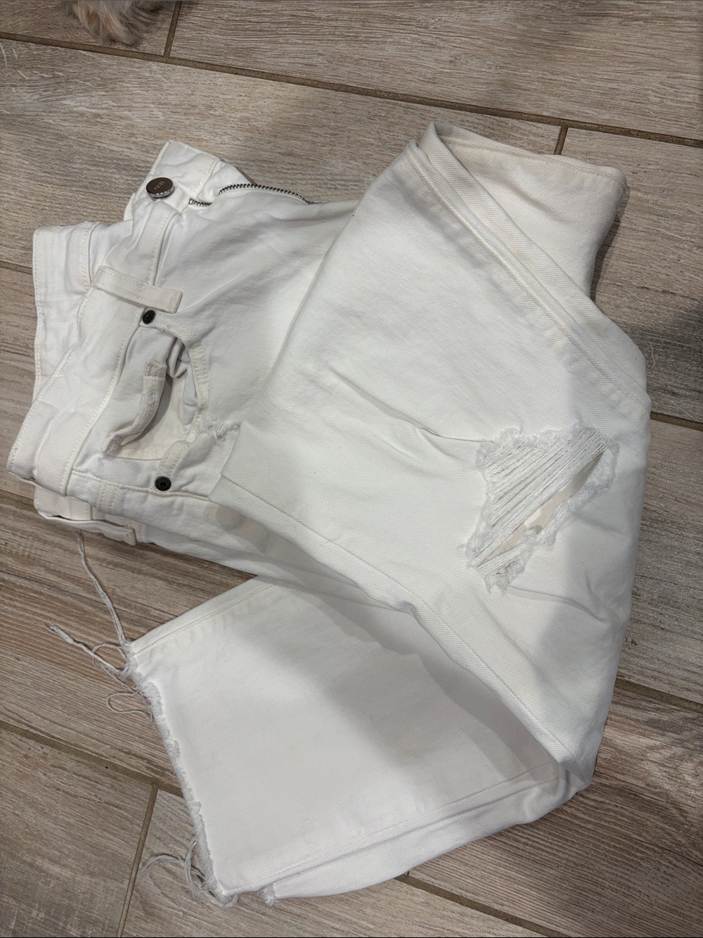 PAIGE White Distressed Ankle Crop Jeans